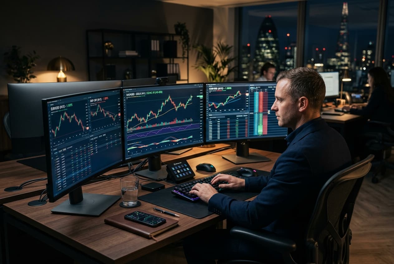 Exness Multi-Screen Trading Desk and Terminal